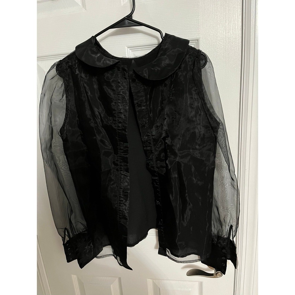 Night out Black sexy long sleeve top size S - Picture 2 of 6